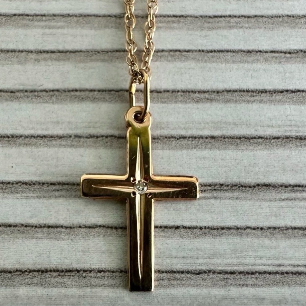 Kids Gold Cross Pendant Necklace - Classic Religious Jewelry